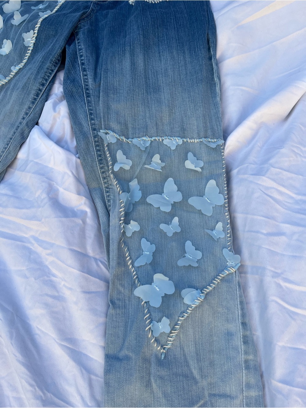Jones New York OOAK Reworked Butterfly Patch Jeans Ombre Y2K Fairy - Picture 6 of 7